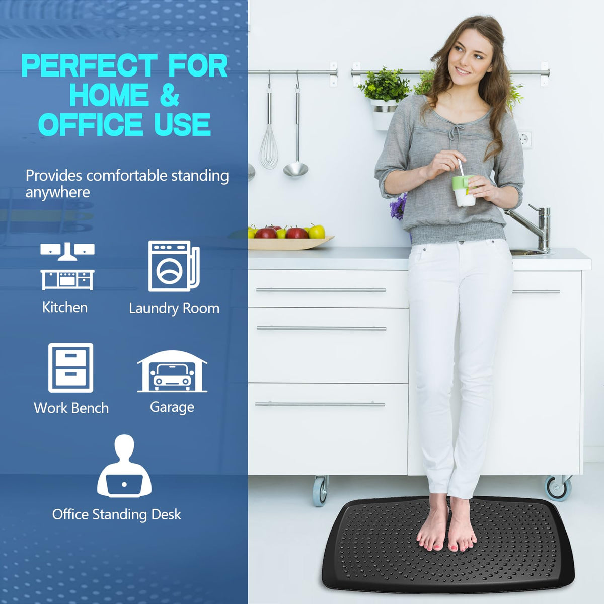 Large Comfort Standing Desk Mat (28"L x 17"W x 0.8"Th)