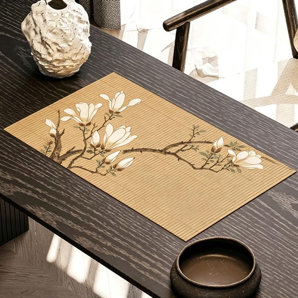 Asian Style Bamboo Table Runner (Magnolia / 12x18 Inch)