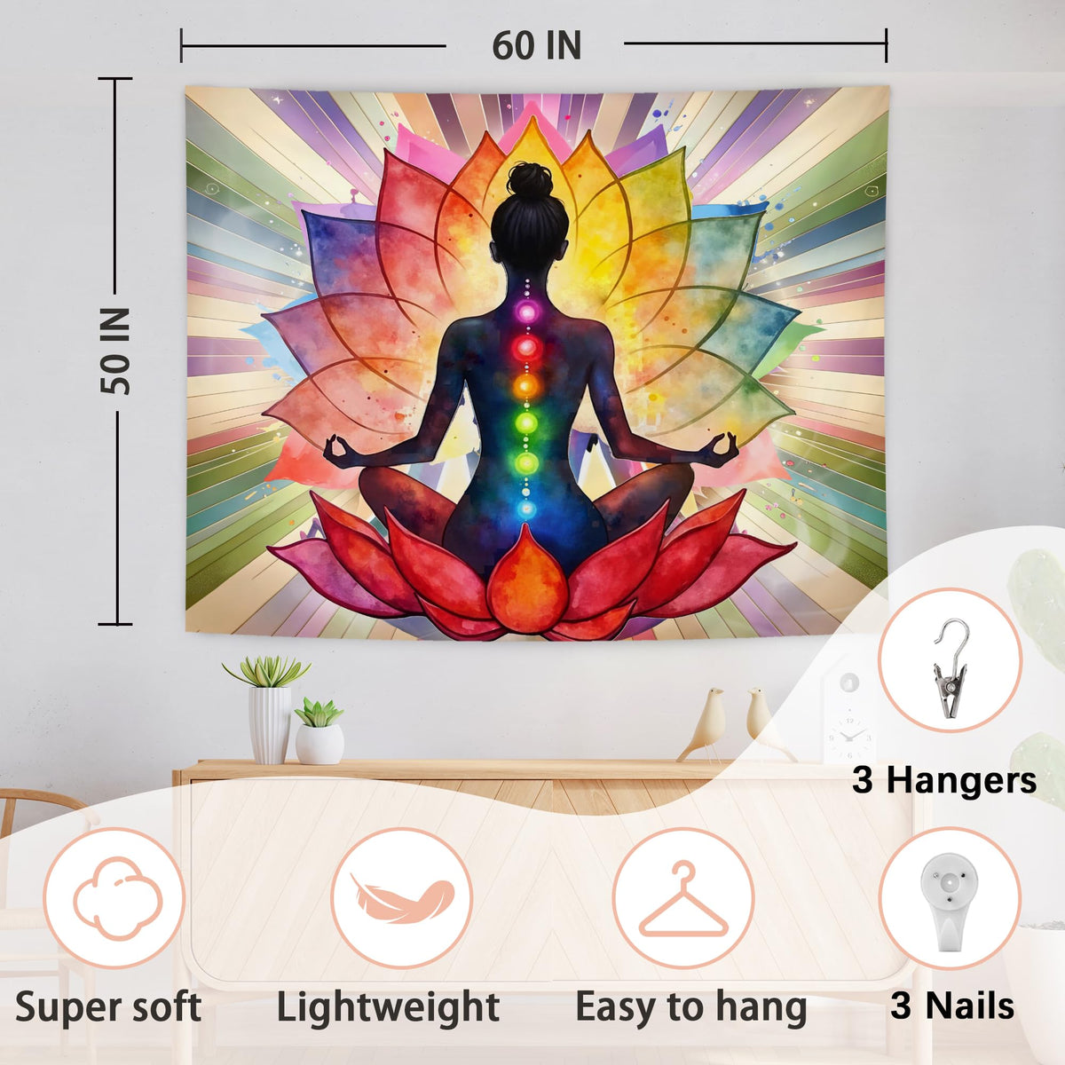 Colorful Seven Chakra Tapestry (3 - colorful)
