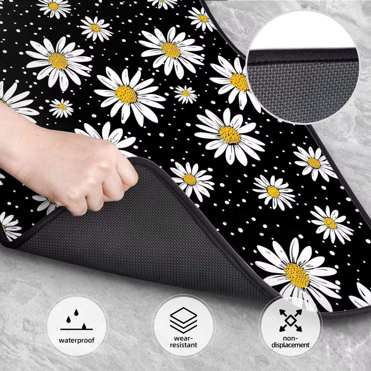 Daisy Floral Car Floor Mat for Women Auto Front & Rear Car Carpets Flower Mats Full Set of 4 Pcs (Floral Daisy)