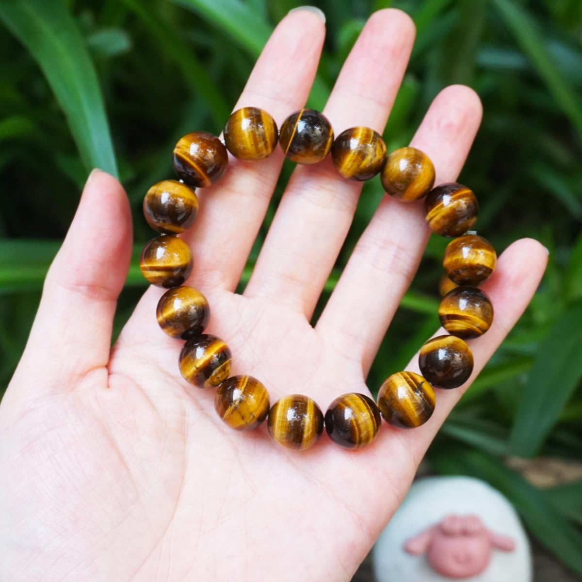 Tigers Eye Mens Bracelet 12MM Golden Brown Cats Eye (12MM Tigers Eye Mens Bracelet)