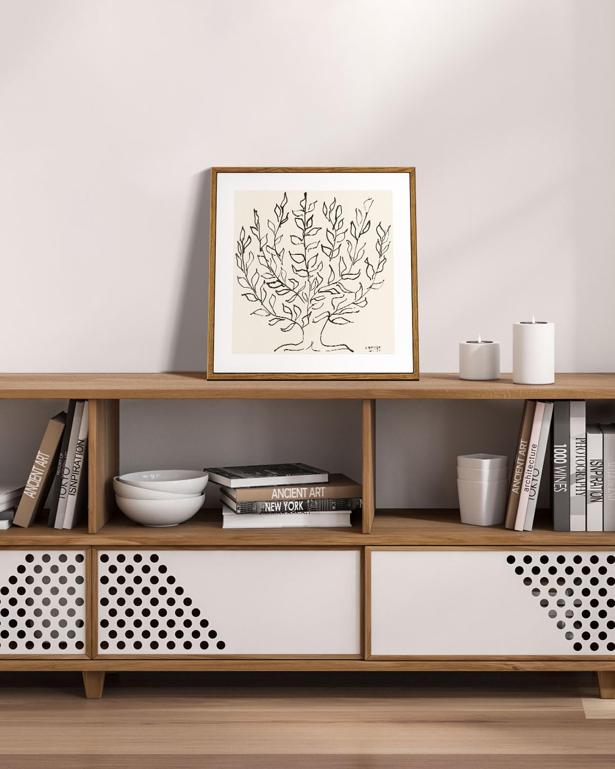 Vintage Framed Canvas Wall Art Plain Tree Drawing (Tree Portraits / 12"L x 12"W)