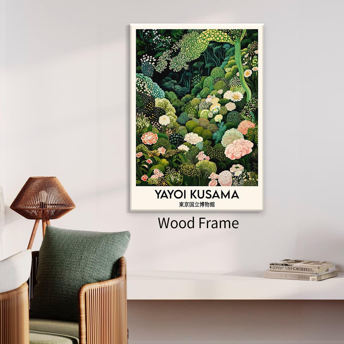 Yayoi. Kusama Framed Wall Art (Wrapped Canvas / Japanese Art 006 / 24"L x 16"W)