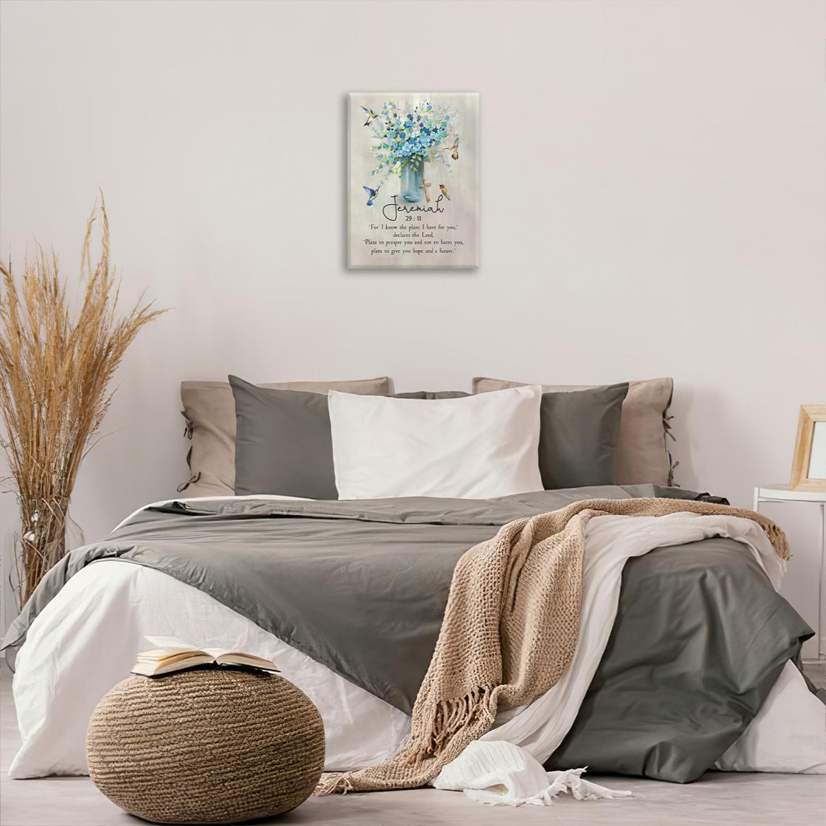 Scripture Jeremiah Wall Art Christian Bible Verses Canvas Prints Painting Bathroom Pictures Framed Gifts Farmhouse Artwork Home Bedroom Decor 8"x12" (12"L x 8"W / Jeremiah Flower Hummingbird)