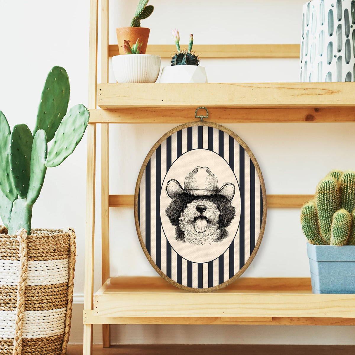 Vintage Western Cowboy Cockapoo Oval Wall Art Prints Decor 8.6x11.4 (Colour 65)