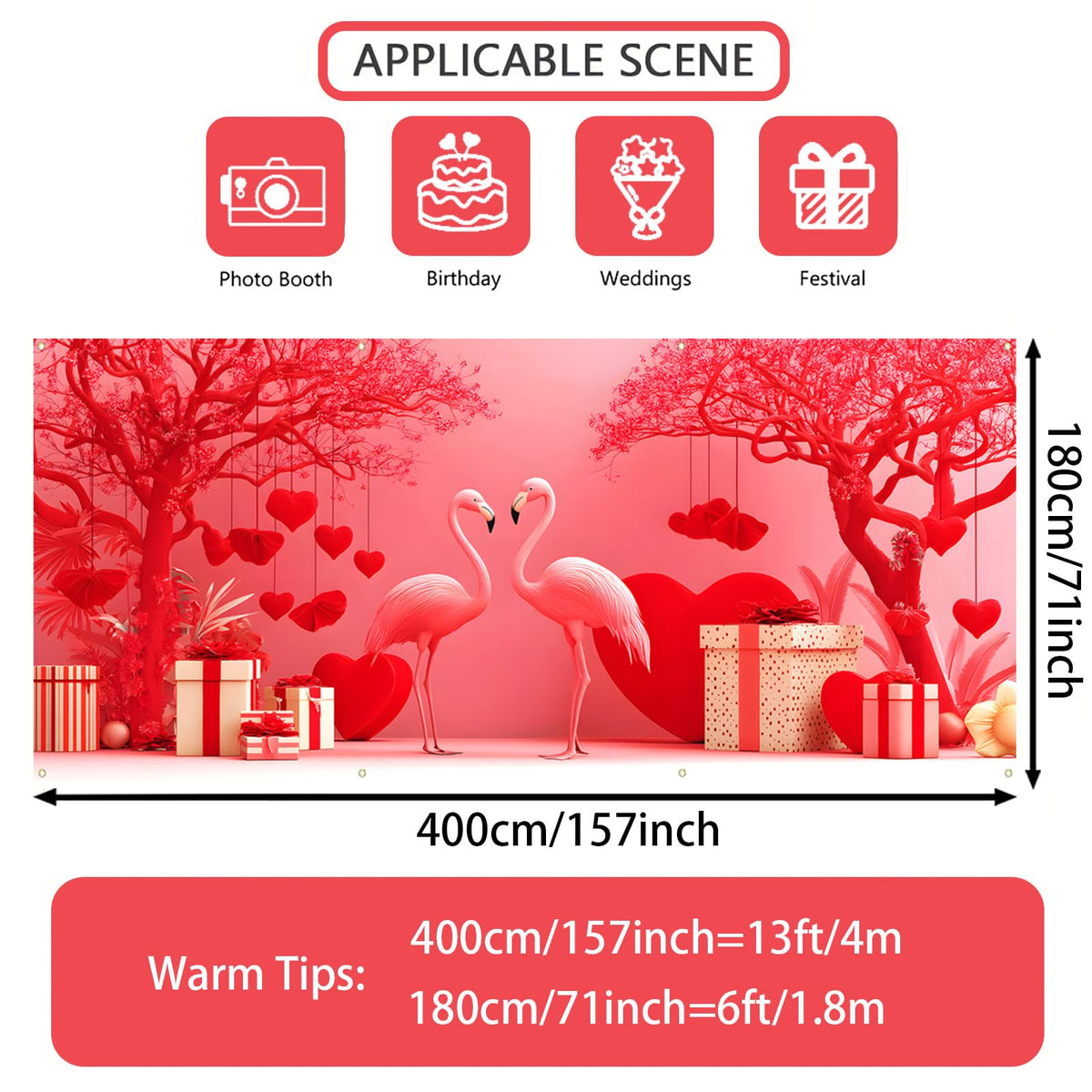 Happy Valentine's Day Garage Door Banner Cover (Red Flamingos)