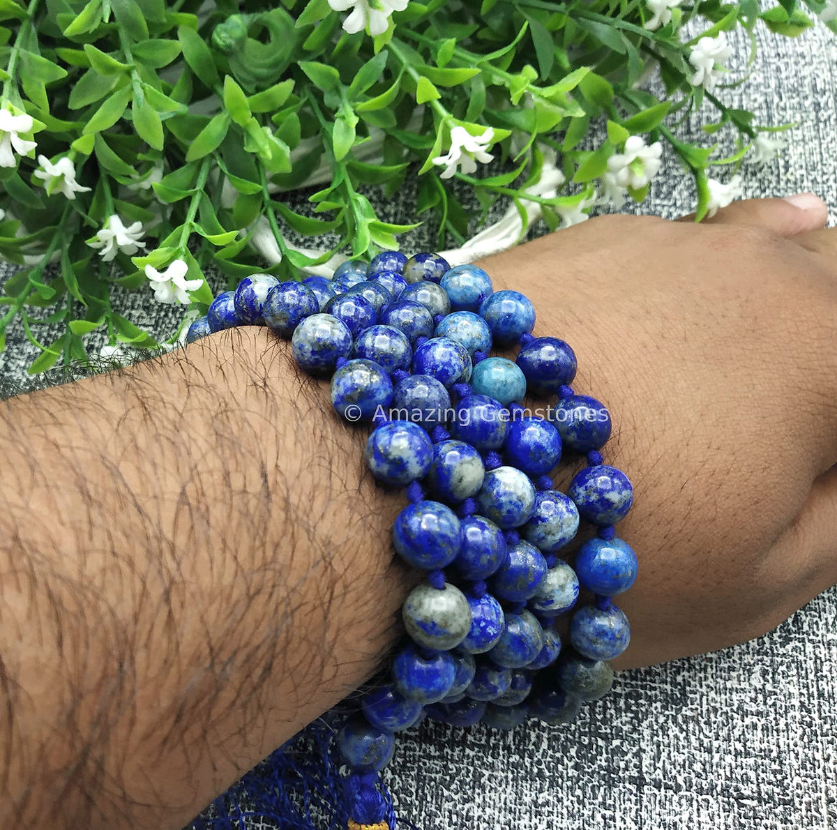 Lapis Lazuli Buddhist Prayer Beads Japa Mala with 108 Meditation Beads (Hand Knotted / Lapis Lazuli)