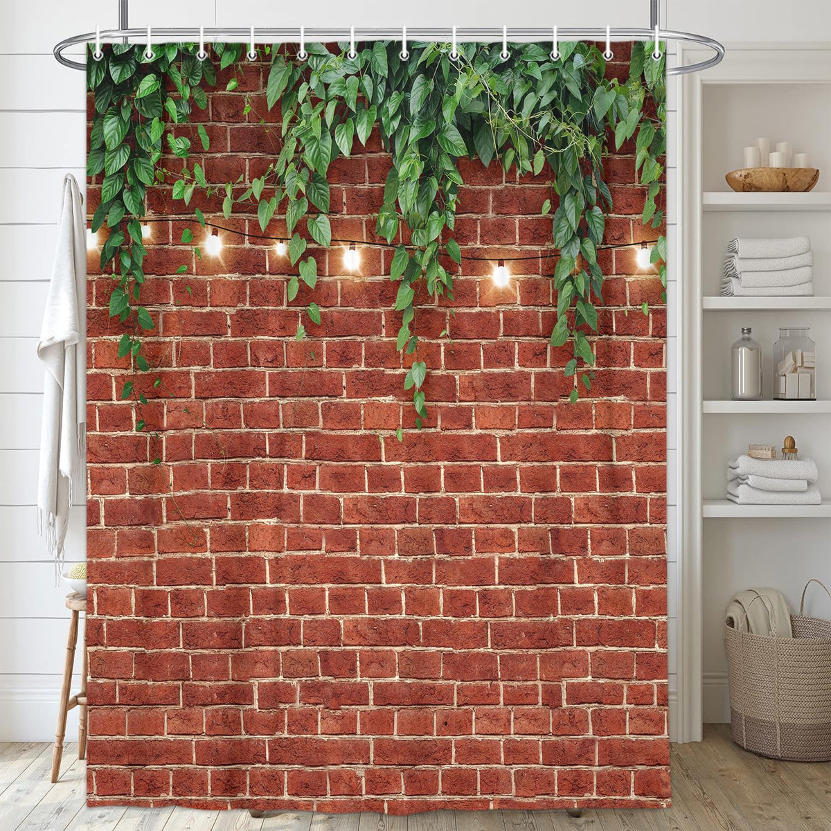 Stone Brick Wall Shower Curtain (Red / 72"W x 84"L (Pack of 1))