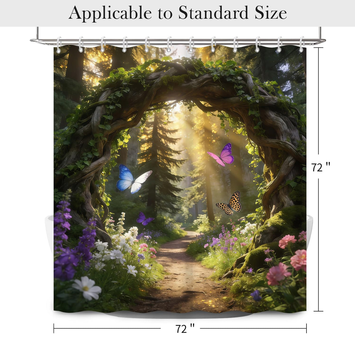 Enchanted Forest Shower Curtain with Hooks (Fantastical Landscape-a / 72"W x 72"L (Pack of 1))