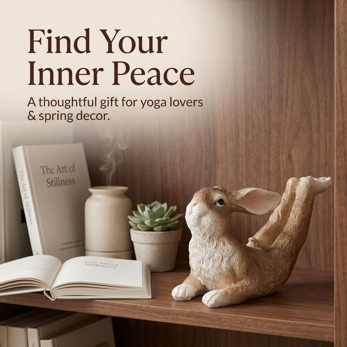 Yoga Bunny Figurines Resin Rabbit Statue Meditation Decor Zen Garden Decor Outdoor Easter Bunnies Decor Small Garden Statues for Outside Home and Outdoor Bunny Decor Yard (Lying)