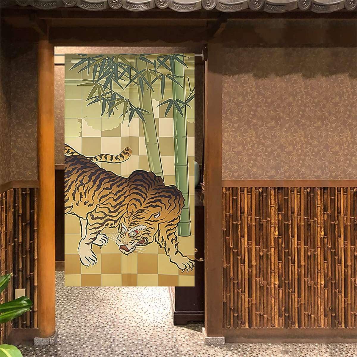 Noren Japanese Doorway Curtain Tapestry Decorations Room Divider Privacy Anime Curtains for Bedroom Living Room Kitchen Door Home Decor (Tiger / 33.5"W x 67"L (Pack of 1))