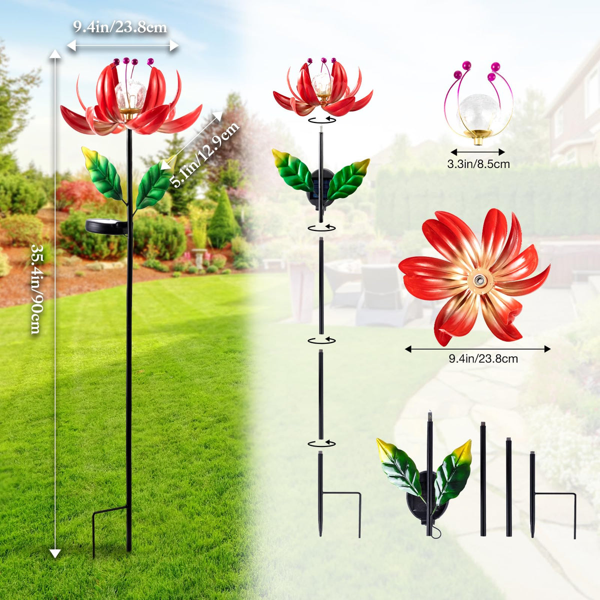 Solar Lights Outdoor Wind Spinners (Red-standard)