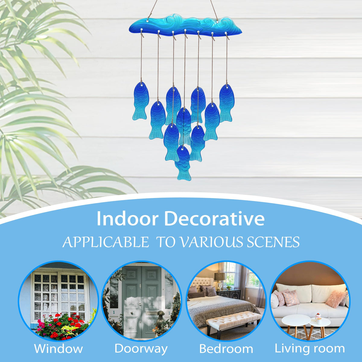 Sea Glass Fish Wind Chimes for Outside