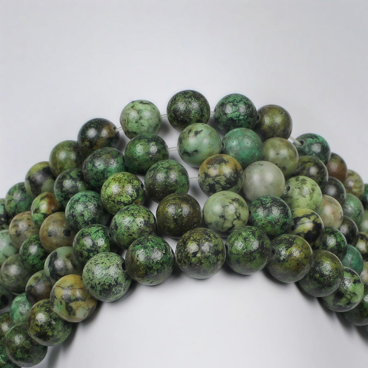 Natural African Turquoise Beads Round Loose Stone Beads for Jewelry Making DIY Bracelet Necklace Accessory 15" (African Turquoise / 10mm)