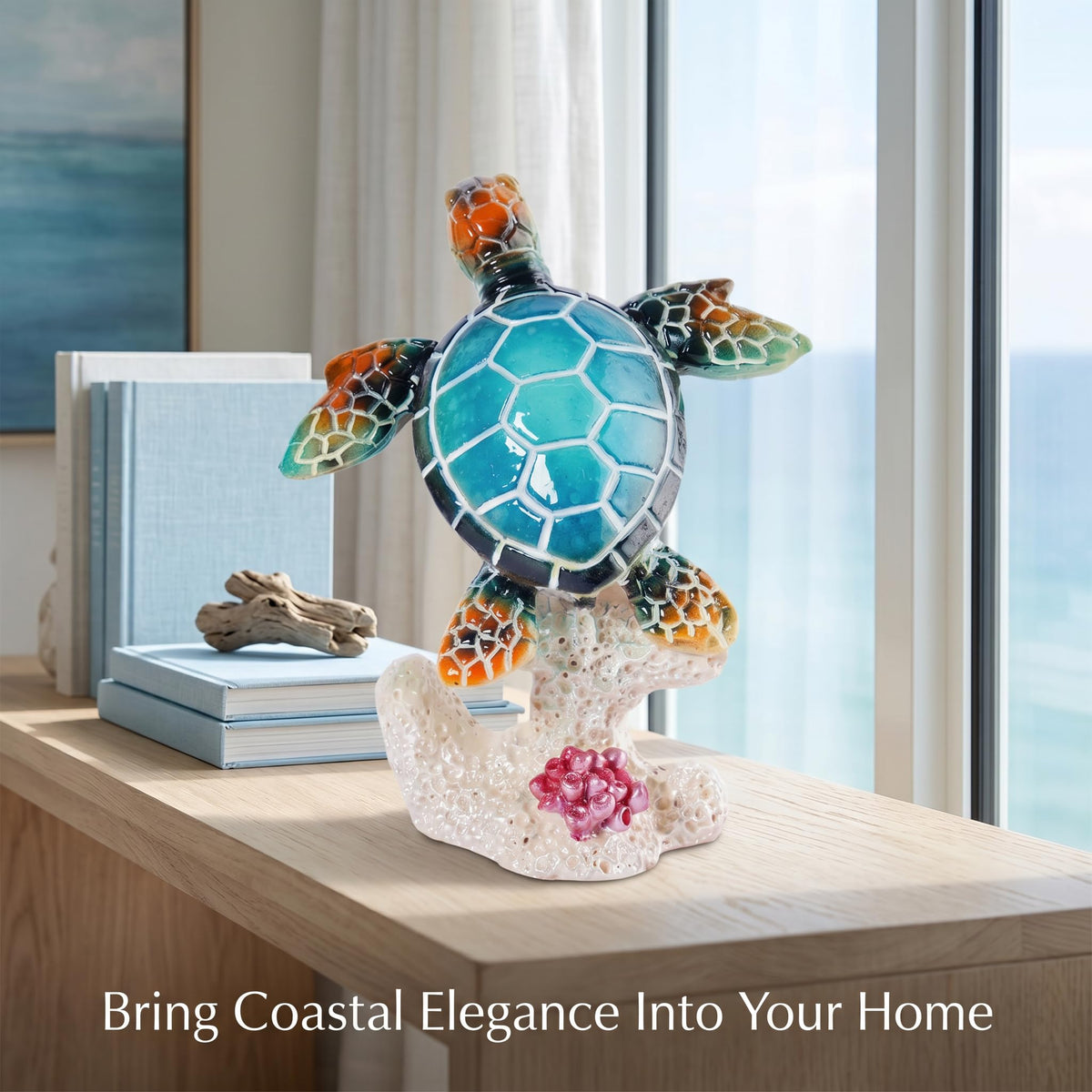 Turtle Ornament Sea Turtle Decor Statue (Blue D)
