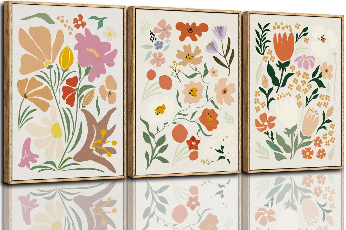 Matisse Framed Canvas Wall Art Flower Abstract Wall Painting (Matisse B / 24"L x 36"W)