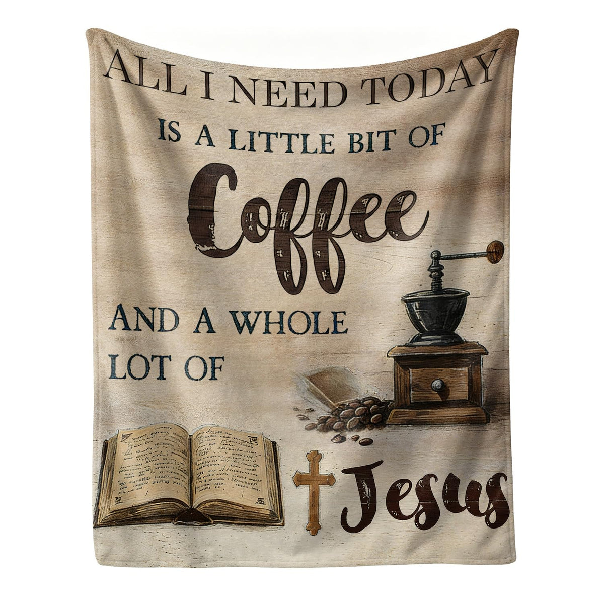 Coffee and Jesus Fleece Blanket Christian Blanket Gift Room Decor 40"x50" (Coffee and Jesus / 40"X50")