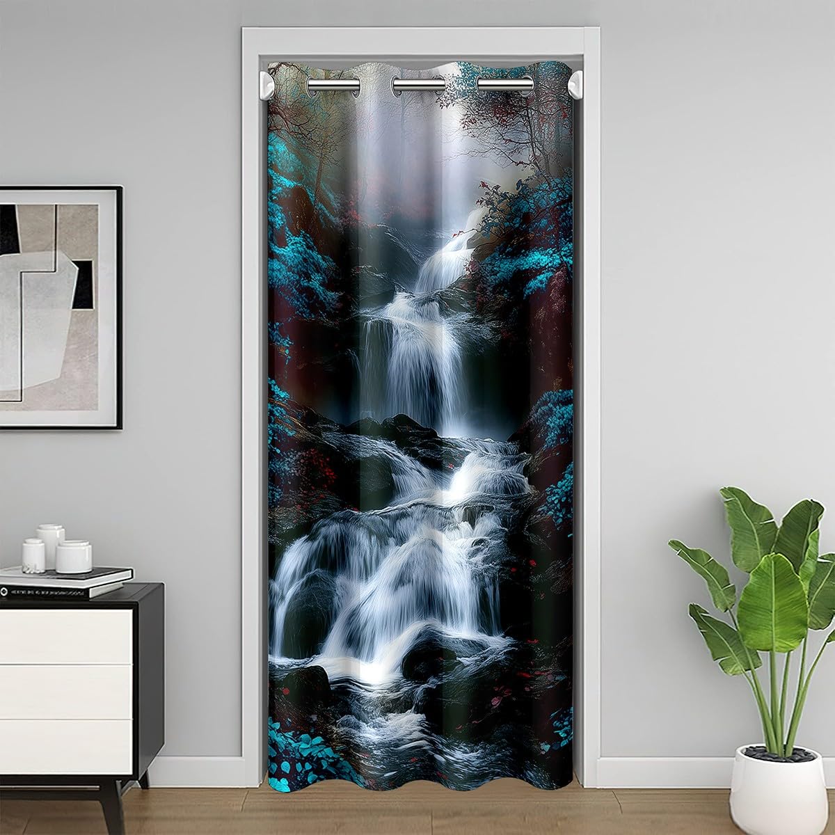 Waterfall Door CurtainInch 1 Panel for Doorway Privacy 52"x80" (Ocean Blue / 52"W x 80"L (Pack of 1))