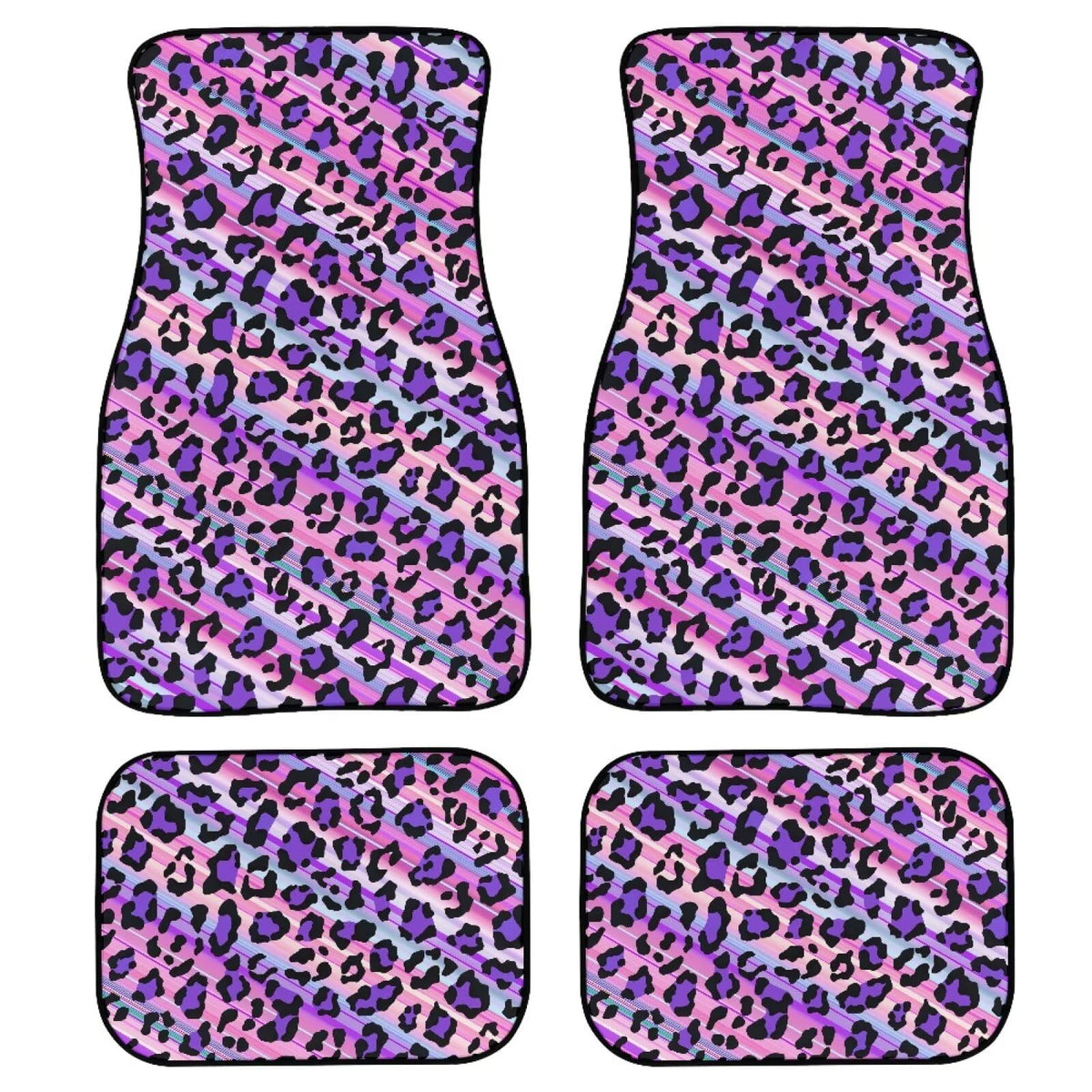 Blue Leopard Car Floor Mats Cheetah Print Automotive Floor Mats 4 Piece Cars Foot Mat Washable Front and Rear Auto Rugs Carpet Mat Leopard Car Interior Accessories (Blue Leopard)
