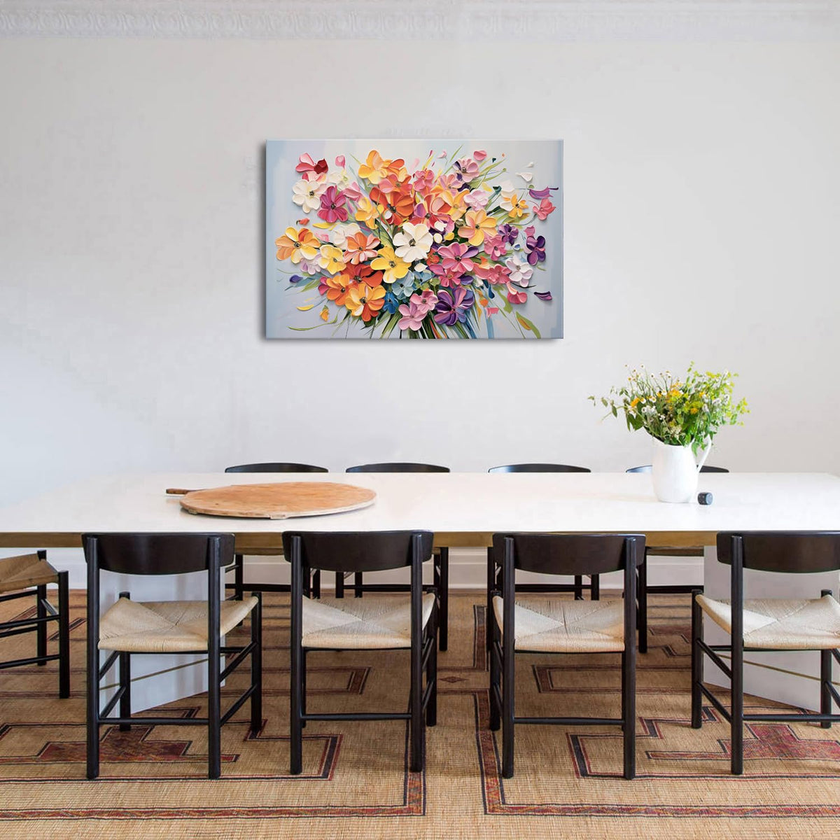 Orange Daisy Wall Art Colorful Wildflower Canvas Print Large Burnt Orange Floral Botanical Wall Decor for Living Room Bedroom Kitchen Watercolor Farmhouse Nature Artwork Bathroom Home Decoration 24x36 (36"L x 24"W / Flower-1)