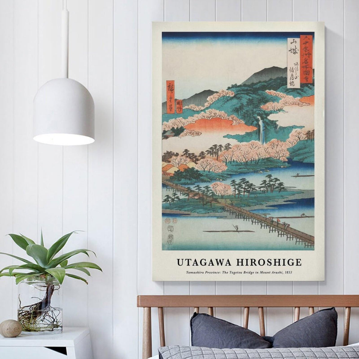 Utagawa Hiroshige Canvas Printing Wall Art Prints Posters Vintage Japanese Woodblock Landscape Togetsu Bridge Arashiyama Scenery Japandi Decor for Living Room Bedroom Office 24x36inch (style-6 / 24x36inch(60x90cm) Unframe)