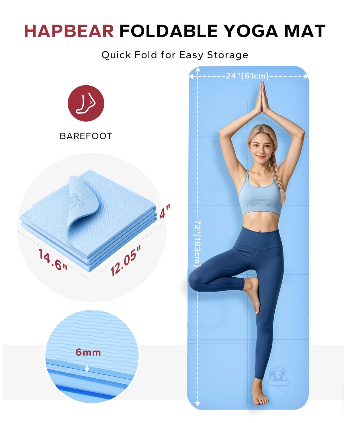 Foldable Yoga Mat (Blue)