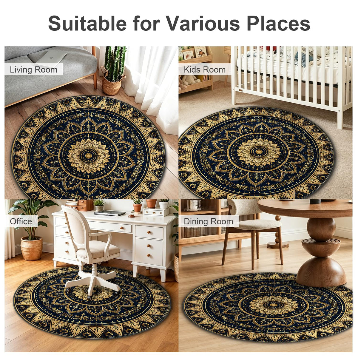 6ft Round Area Rug (Royal Mandala / 6' (Round))