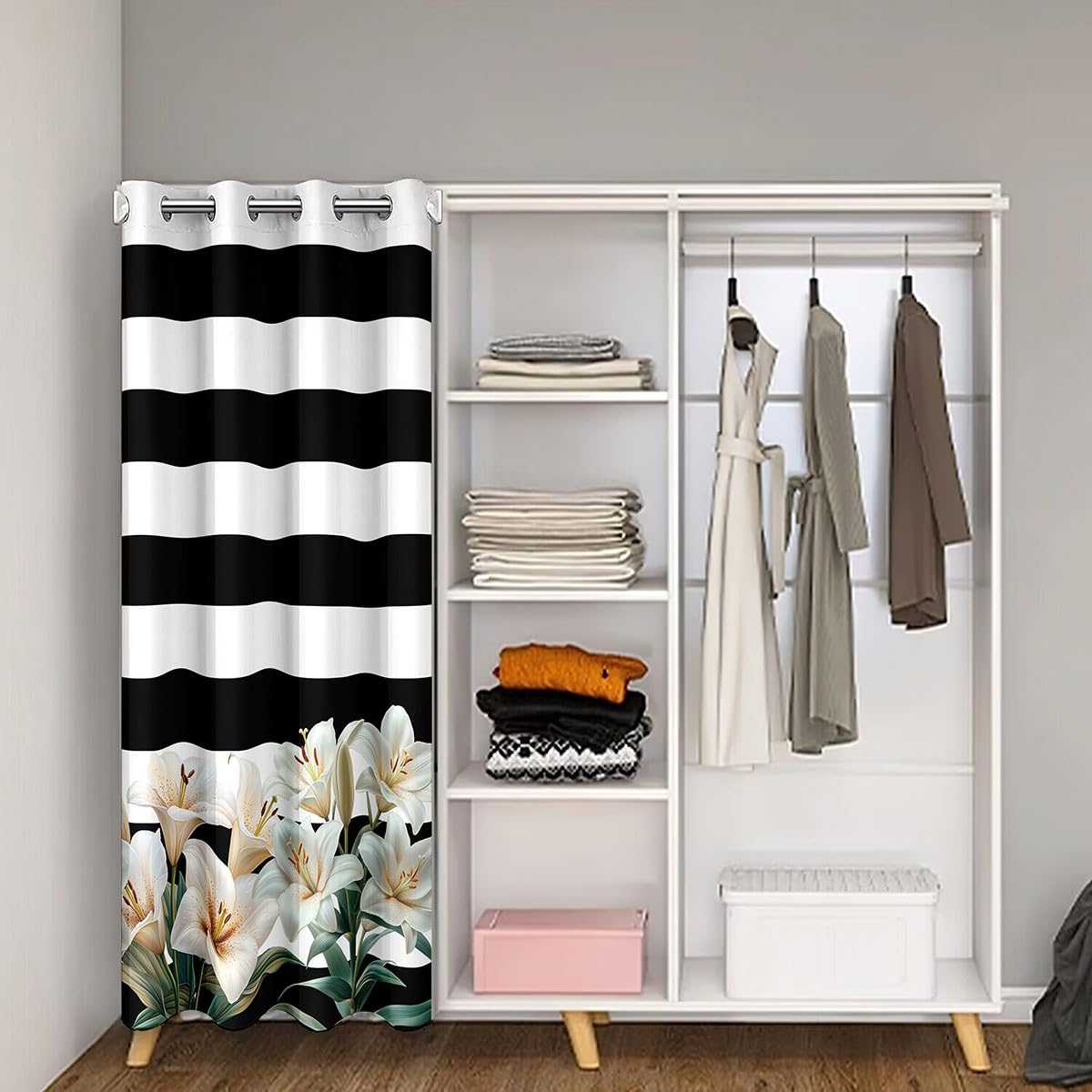 Garden Door Curtain for Doorway Privacy 42x84 Inch 1 Panel Kids Flower Closet Cover for Boys Girls Teens Modern Art Room Divider Curtain Breathable Soft Lightweight Room Decor (Earth Black Yellow / 42"W x 84"L (Pack of 1))
