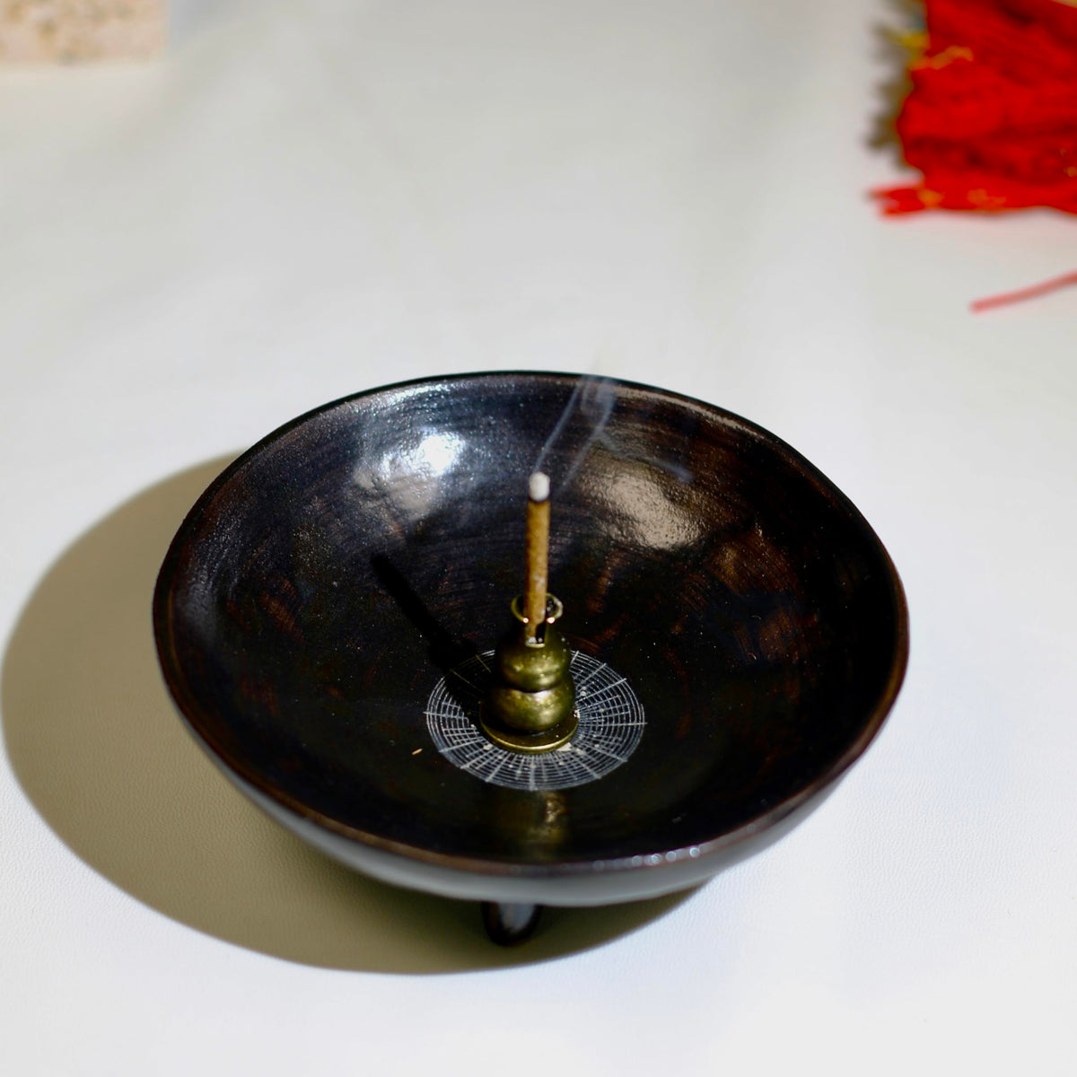 Prayer Offering Ritual Bowl Plate Great for Use Candles Tray Religious Spiritual Gifts （Black Meditation） (Black Meditation)