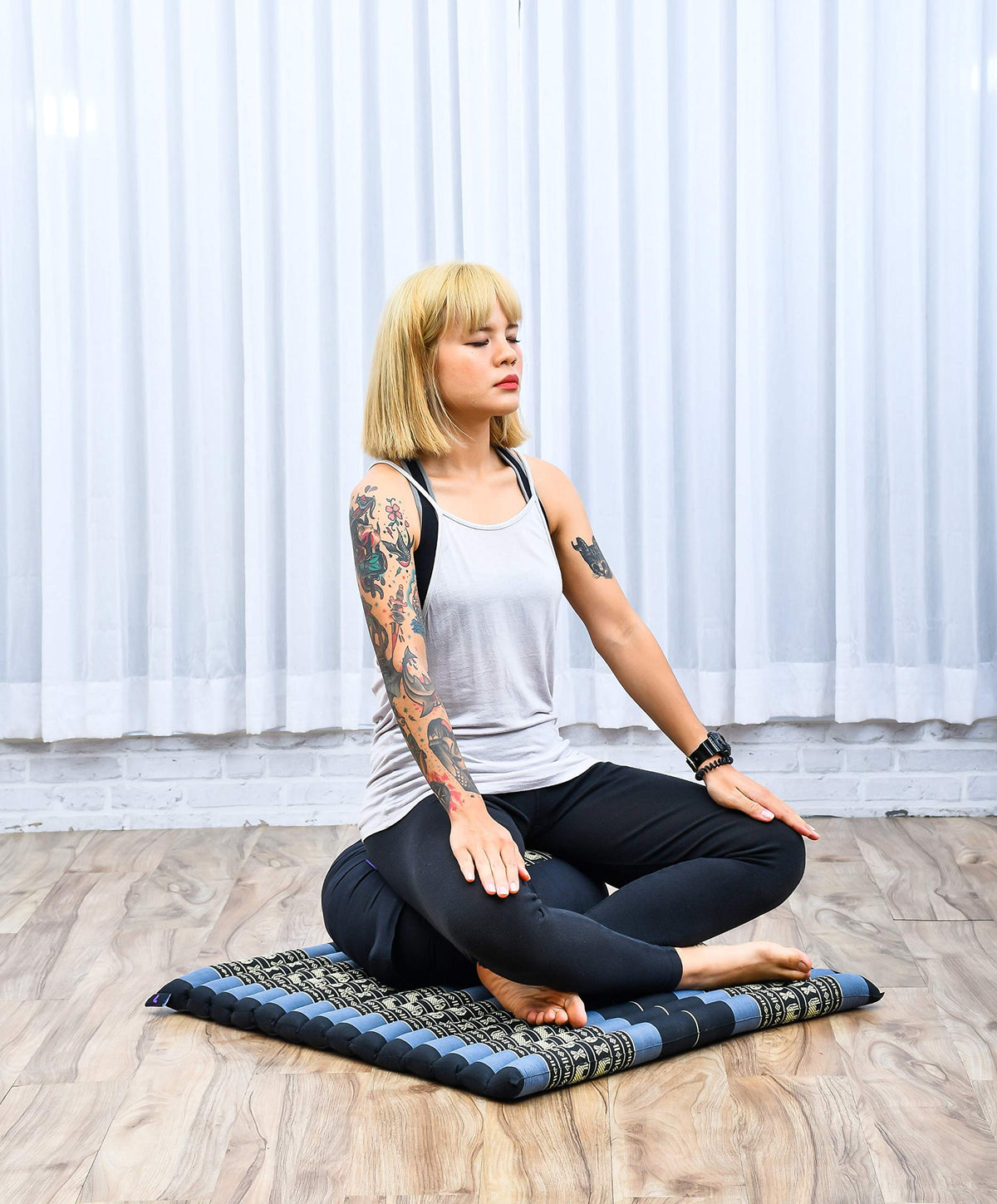 Meditation Cushion Zafu & Zabuton Set 28 x 28 inches Kapok Zazen (Sf15 - Blue)