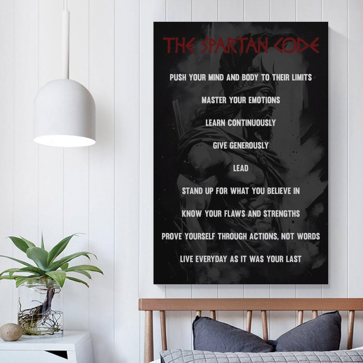 The Spartan Code Abstract Art Printed Canvas Printing Wall Art Prints Wall Decor Posters Dark Warrior Philosophy Motivational Black Red Living Room Bedroom Office Gym Decor 08x12inch (style-11 / 08x12inch(20x30cm) Unframe)