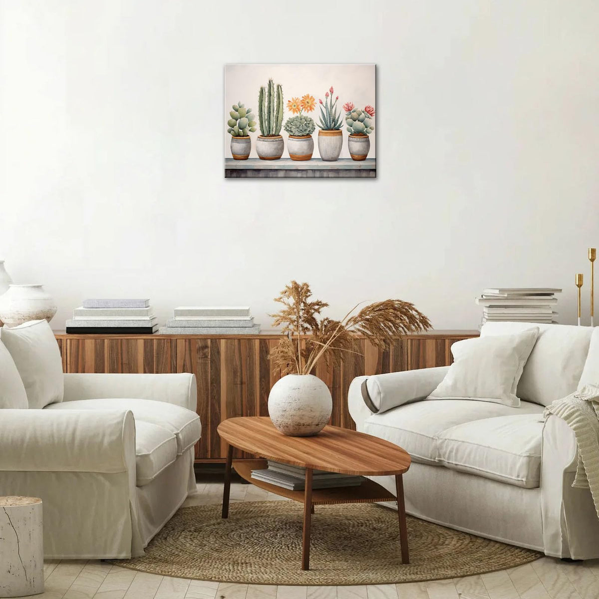 Cactus Canvas Prints Painting Farmhouse Decor Botanical Plant Wall Art Cactus Posters for Kids Room Living Room Baby Room Bedroom Bathroom Office Decor Framed Ready To Hang (36"L x 24"W / Cactus)