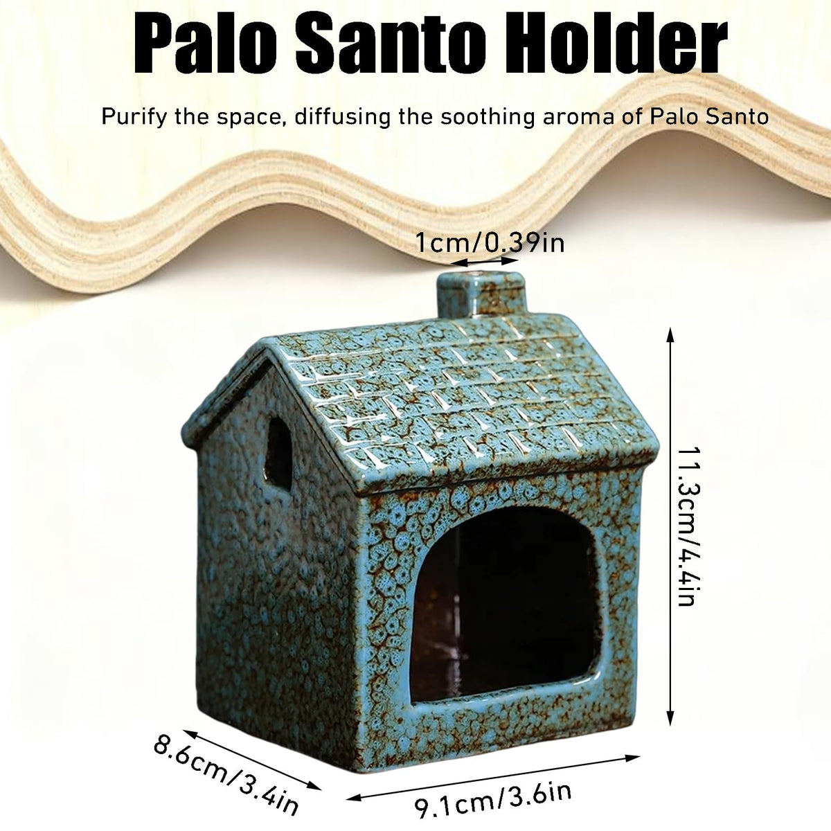 Ceramic Mini Chiminea Palo Santo Burner (Blue)