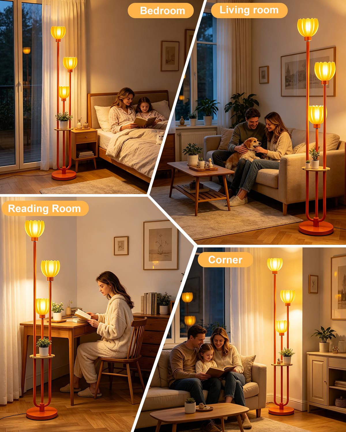 Orange Floor Lamp for Living Room Dimmable Glass Floor Lamps (87D1-Orange)