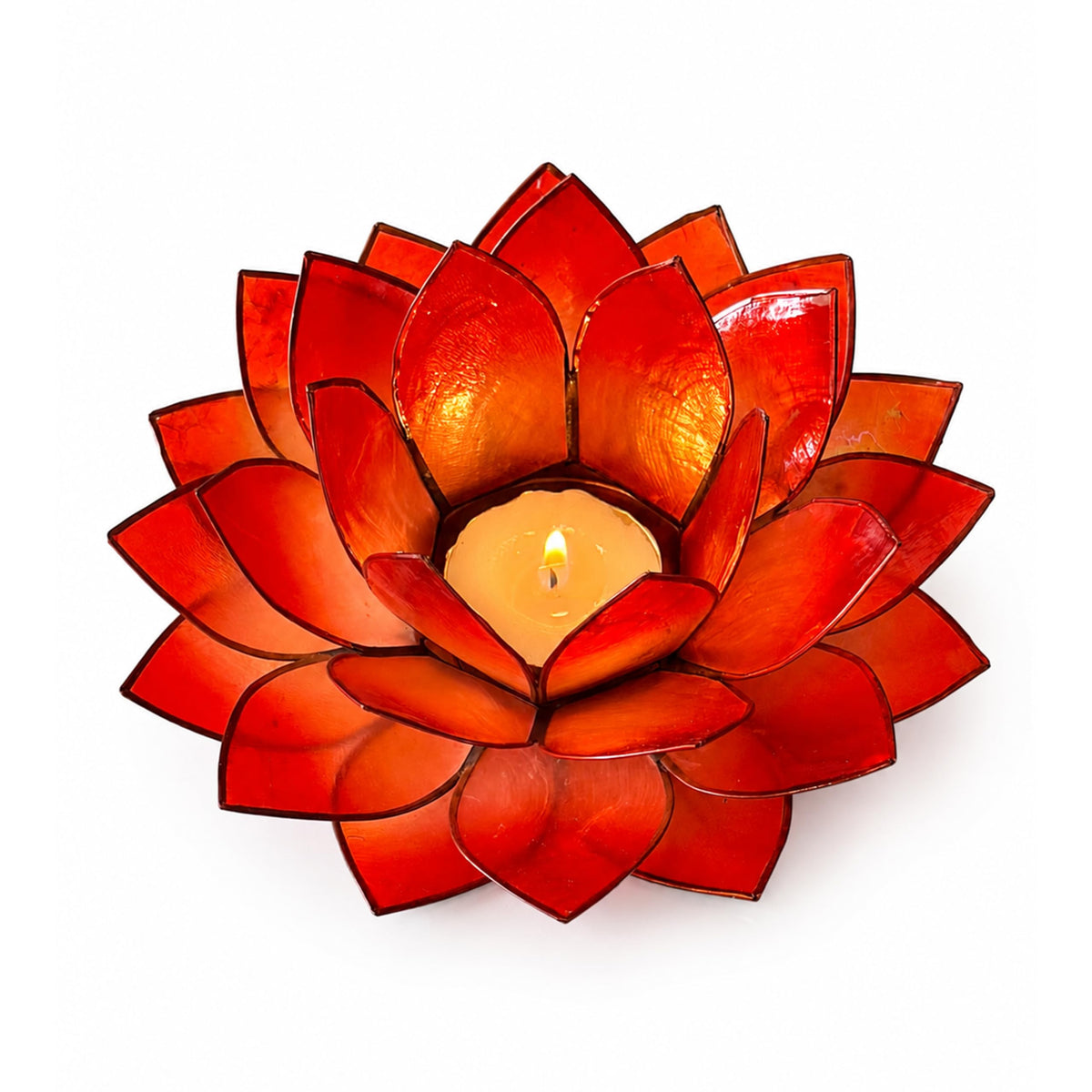 Moonshadow Handmade Capiz Shell Lotus Tea Light Holder (Orange)