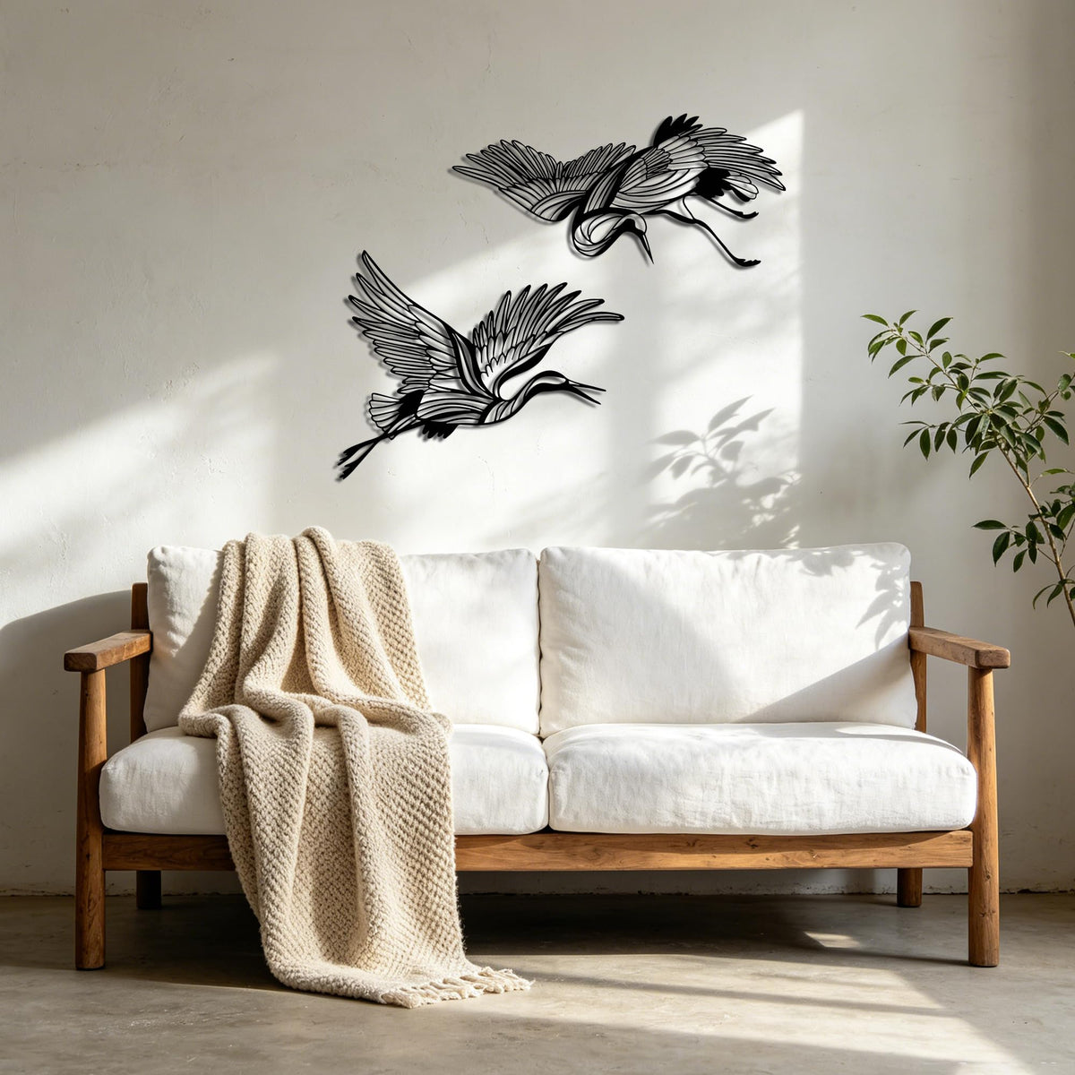 Large Flying Cranes Metal Wall Art (Soaring Flight-L)