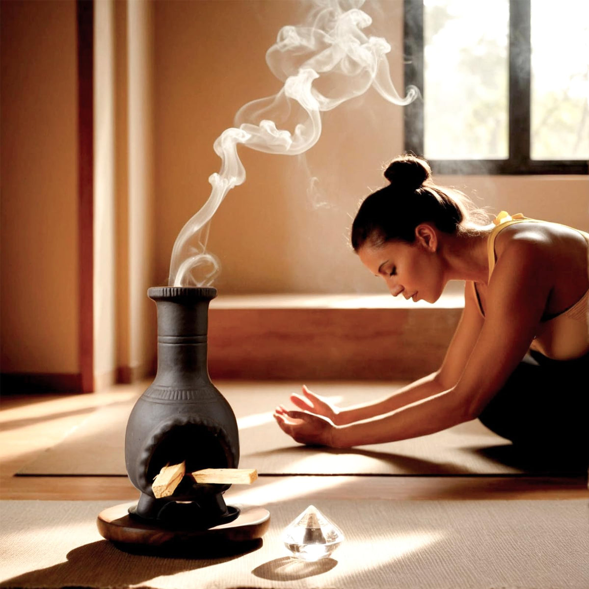 Sage & Palo Santo Sticks Holder for Incense Cones (Mexican Palo Santo Holde-black)