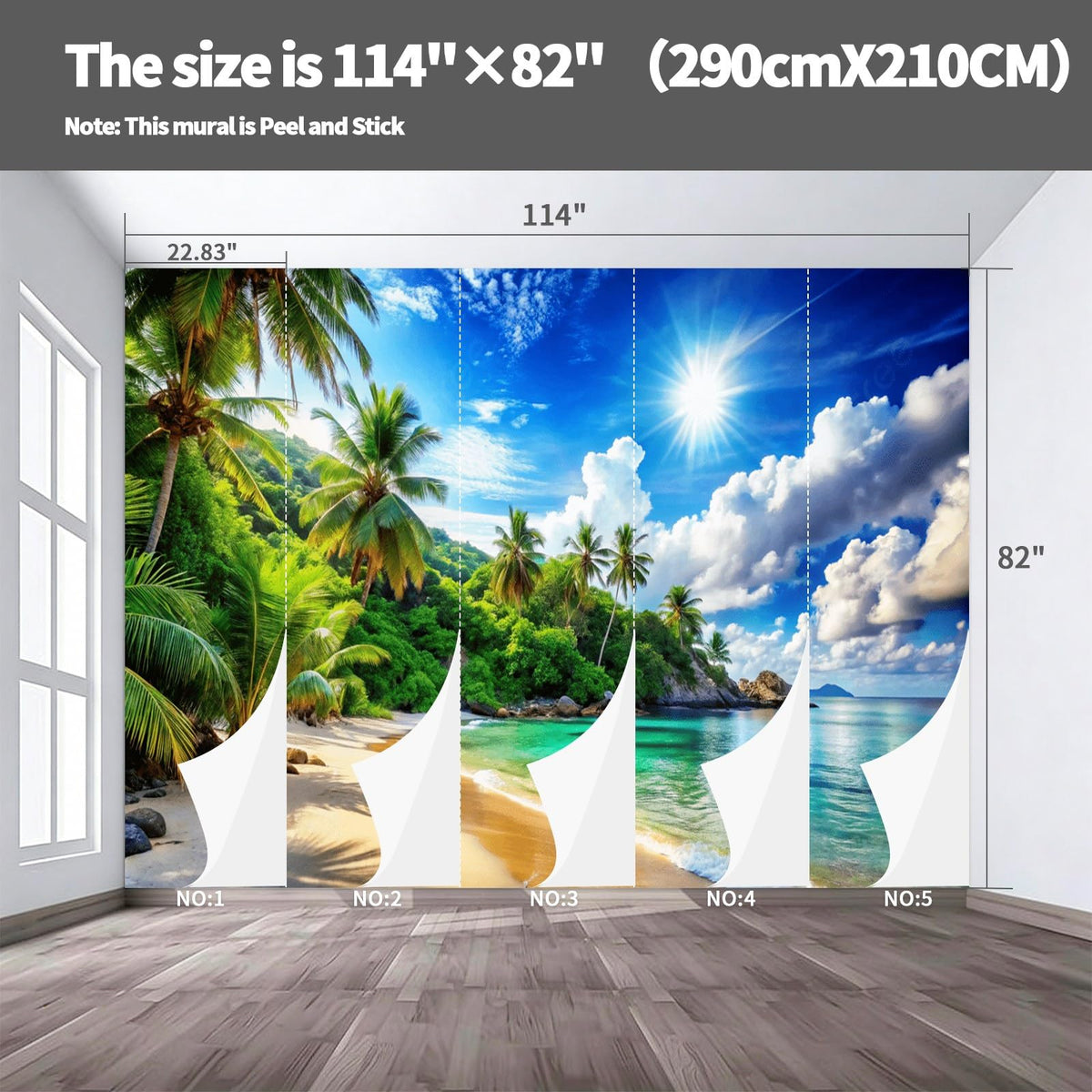 Peel Stick Wall Mural Wallpaper Ocean 114"x82" Decor G07 (G07 / 114" x 82")