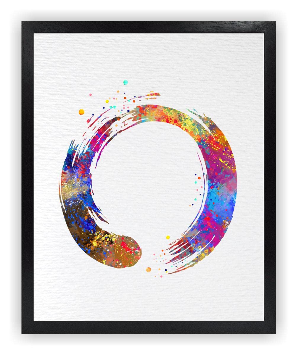 8X10 Unframed Zen Circle Enso Symbol Buddhism Meditation Yoga Watercolor Art Print Poster Giclee Decor Home N428 (10"L x 8"W)