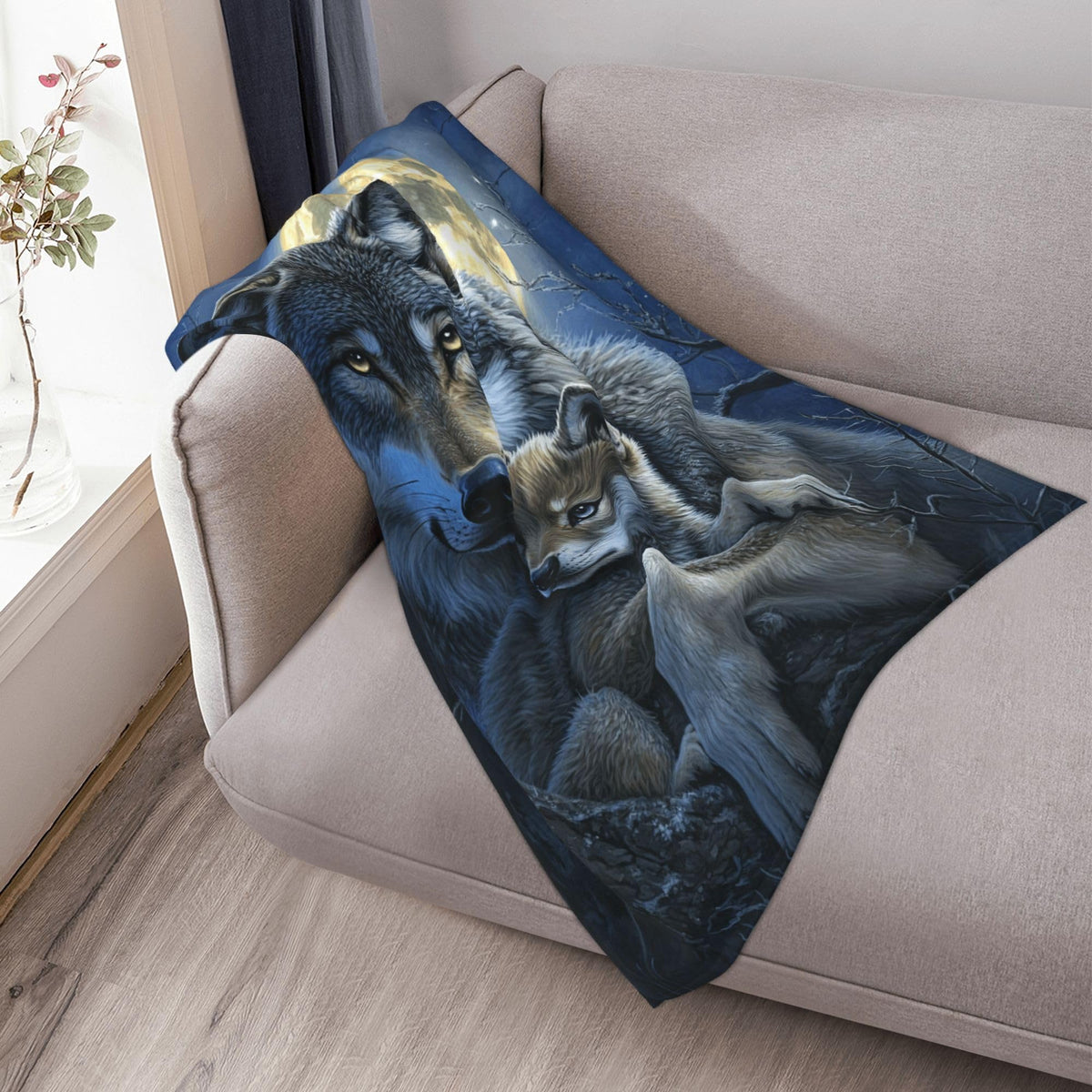 Wolf Fleece Throw Blanket Wildlife Wolves Gift Room Decor 30"x40" (Two Wolves / 30"X40")