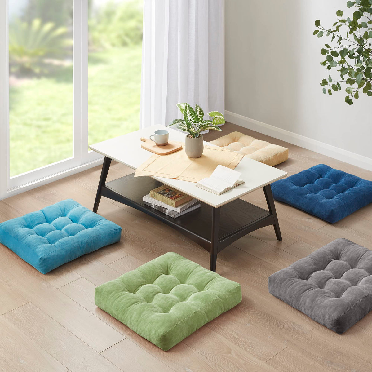 Floor Pillows Set of 6 (6 Pack / Square | Green | 6 Pack)