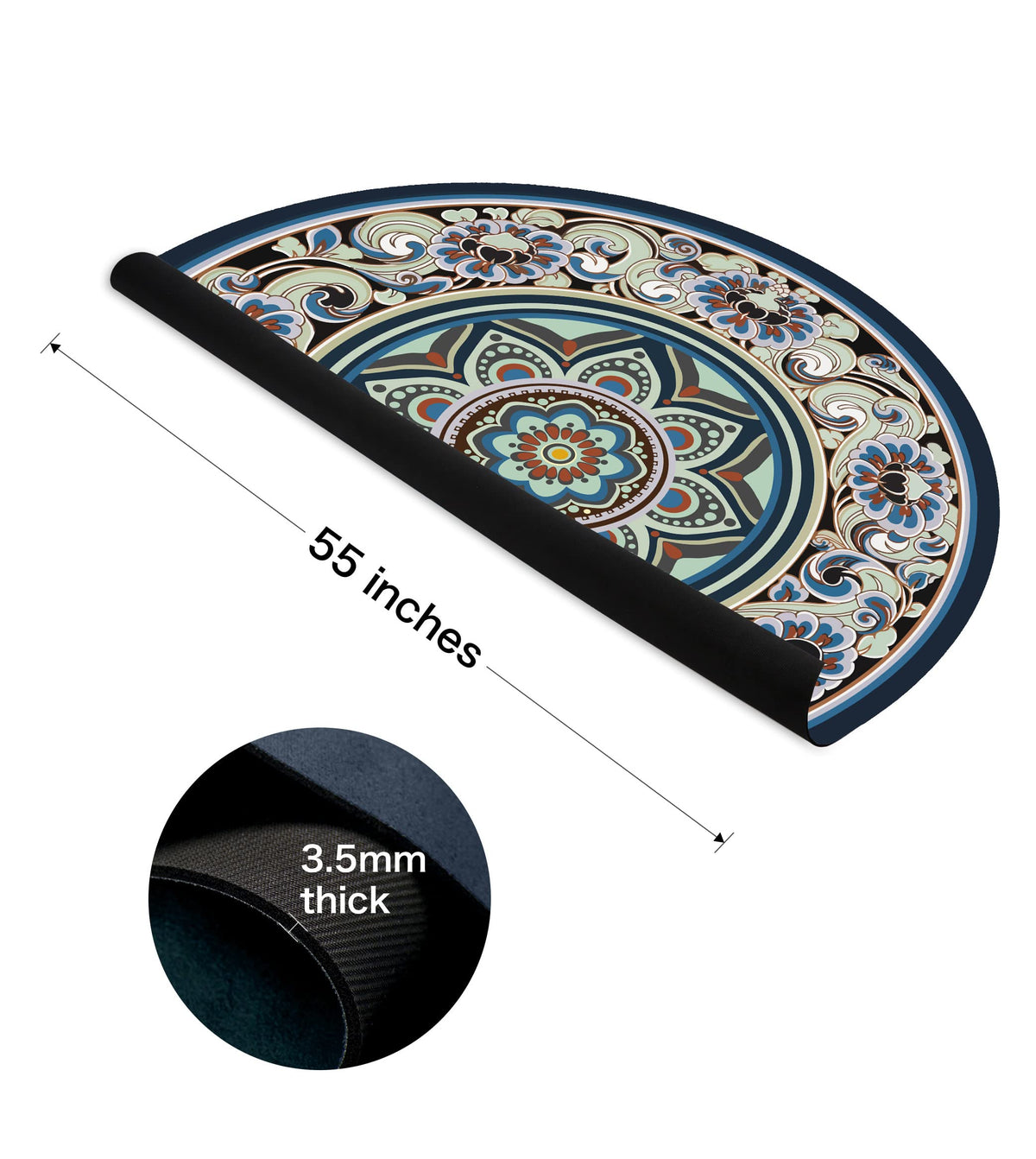 Large Round Yoga Mat 4.6'X3.5mm for Exercise Premium Extra Thick (Mixed flowers A)