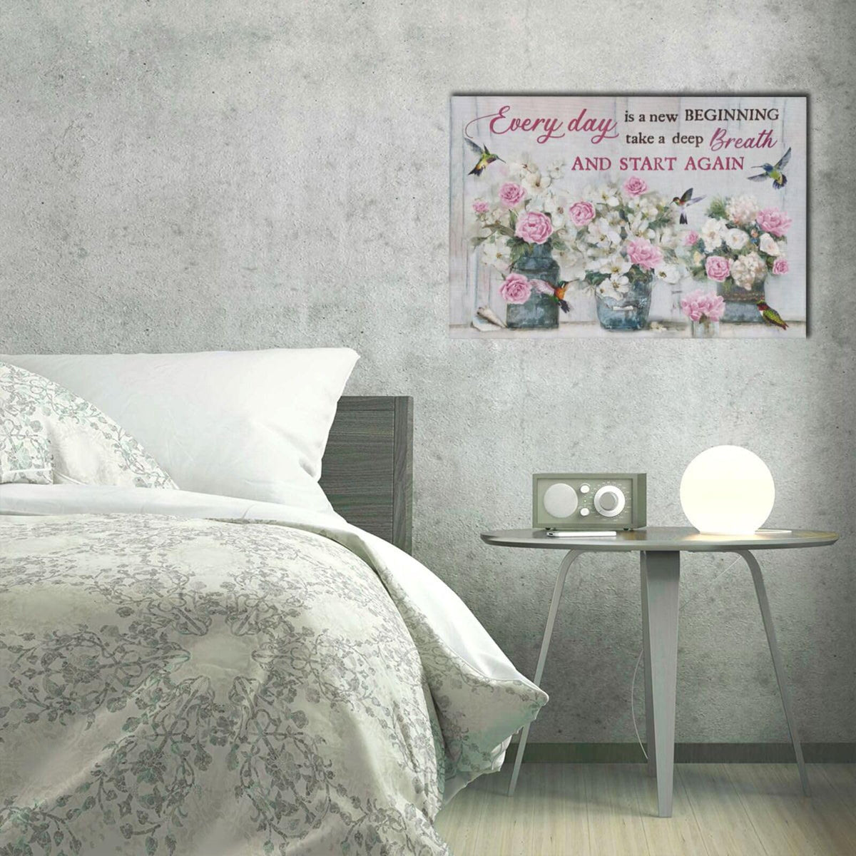 Farmhouse Flower Bathroom Decor Wall Art Pink Rose Pictures Painting Rustic Floral Canvas Prints Everyday is a New Beginning Modern Artwork Home Decoration for Bathroom Bedroom Office 24"x16" (Pink Rose / 24"L x 16"W)