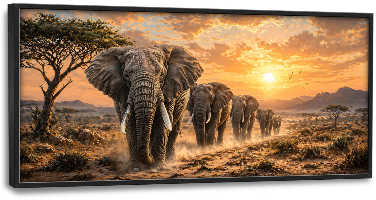 African Elephant Herd Large Wall Art (elephant / 60"L x 30"W)
