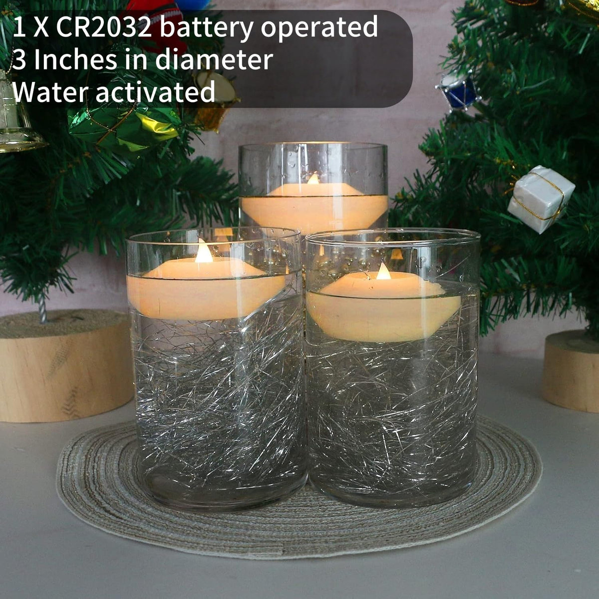 Pack of 8 LED Waterproof Wax Floating Candles Light 3 inch (Warm White / Pack of 8)