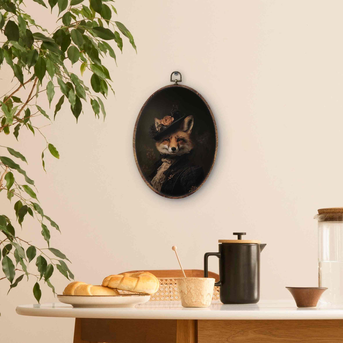 Vintage Fox Oval Wall Art Decor (fox)