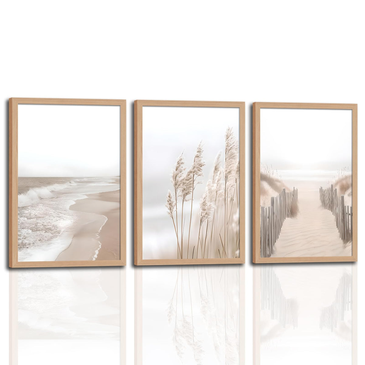Neutral Beach Wall Art Set of 3 (River / 16x24 Inch)