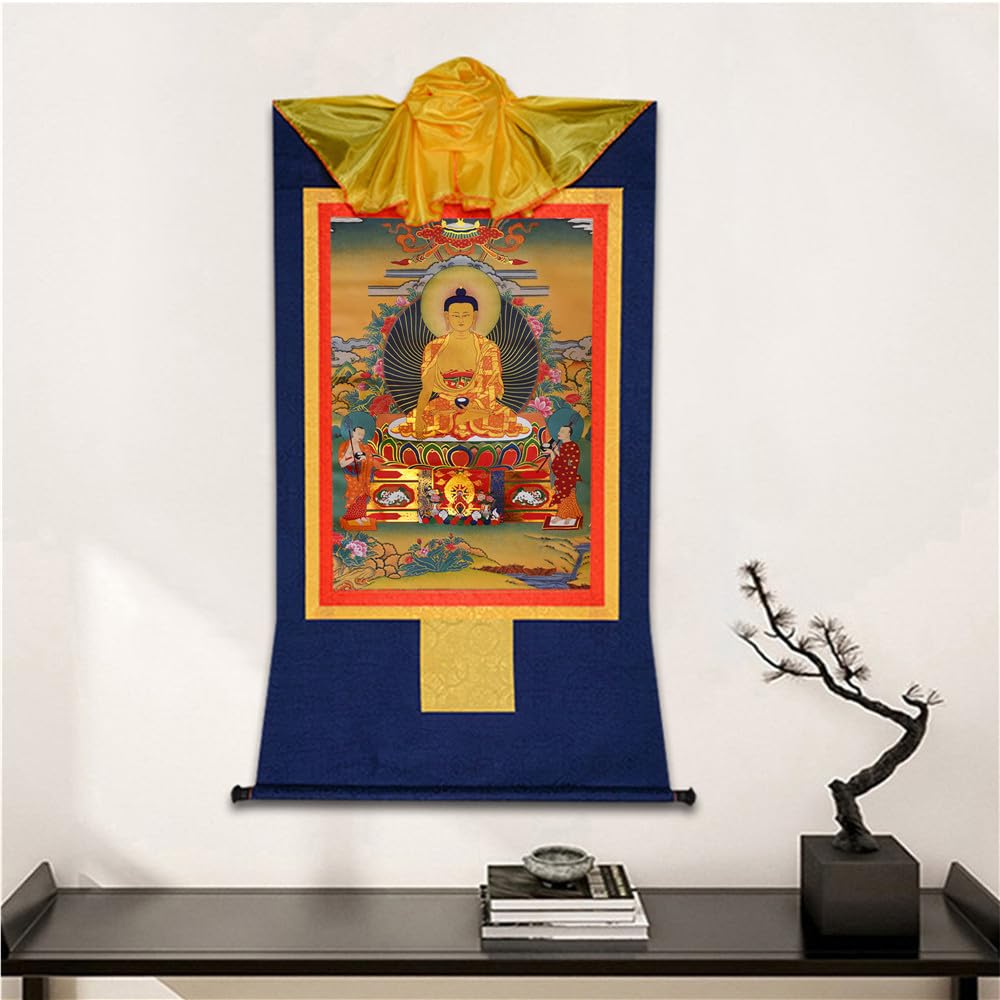 Shakyamuni Thangka Tibetan Thangka Art (Shakyamuni / 47.2"L x 32.3"W)