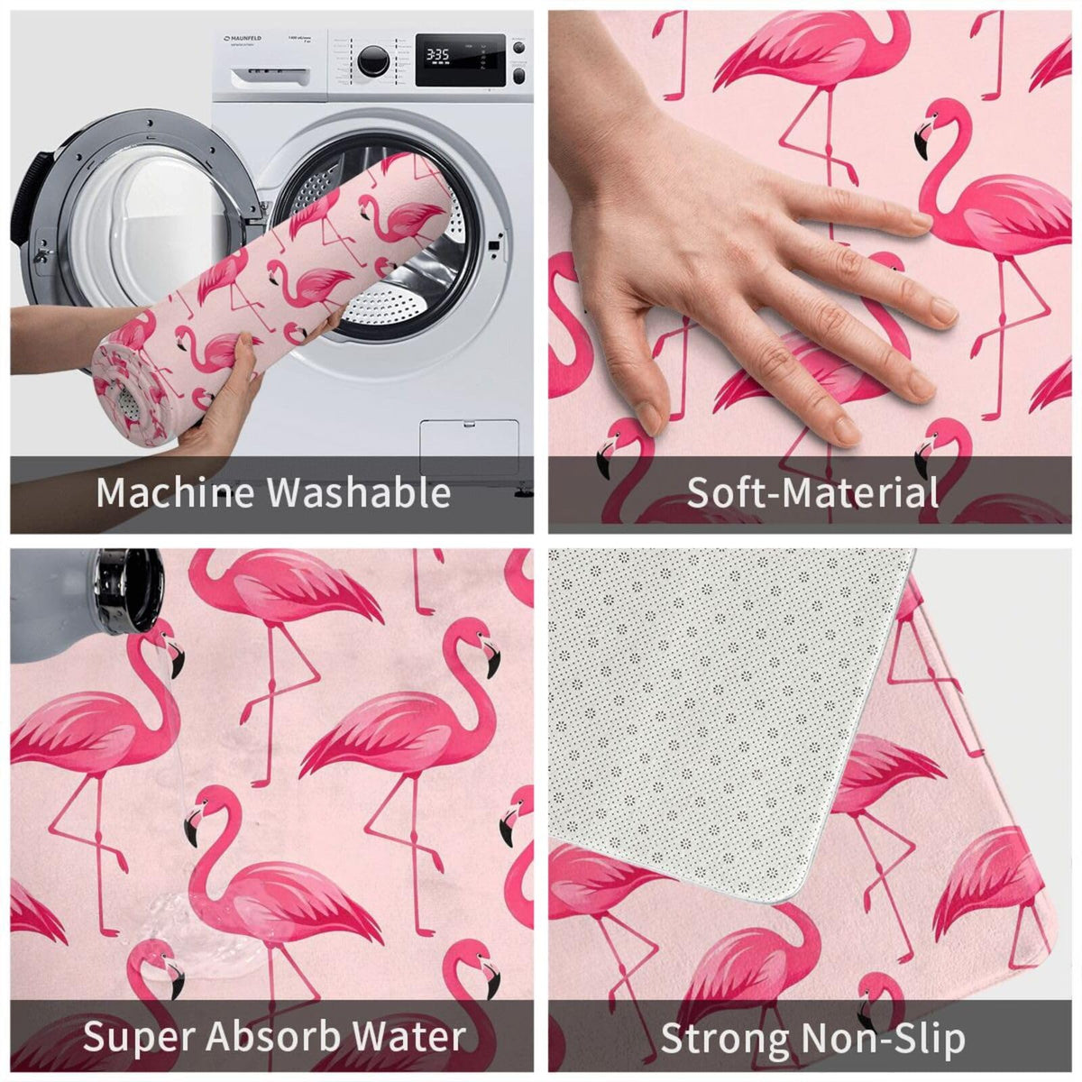 Pink Flamingo Bath Mat Non (1'8" x 2'8" (Rectangular) / Pink Flamingo)