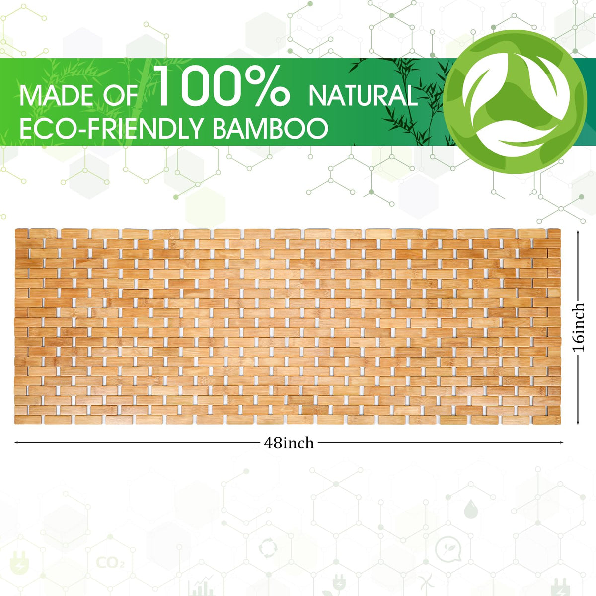 Bamboo Bath Mat Large Long Wood Bath Mat (Natural Lattice)